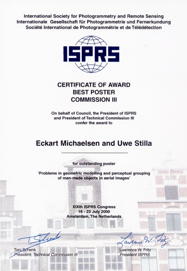 Michaelsen E, Stilla U (2000) Best Poster, TC III, ISPRS Congress 2000